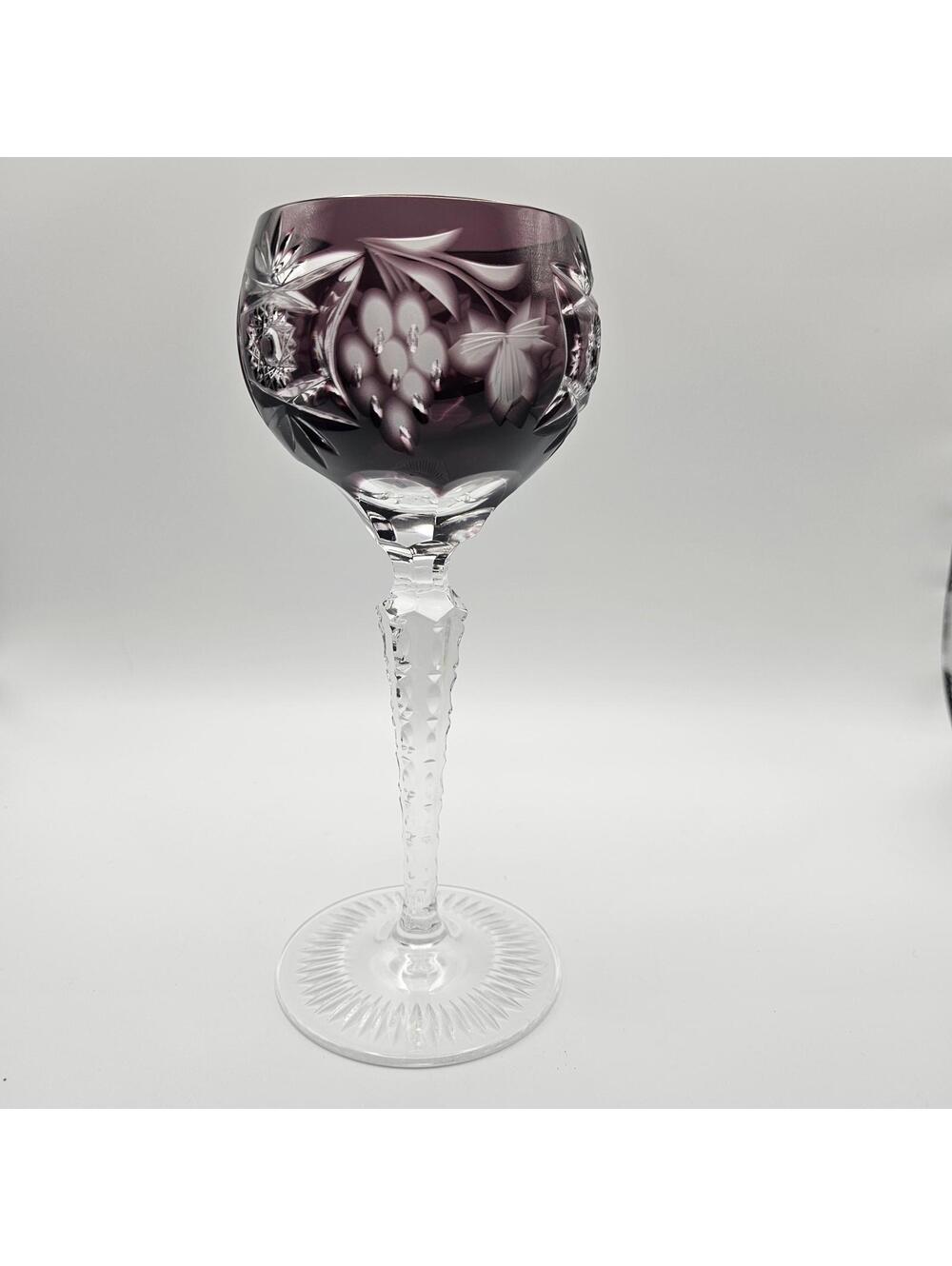 Vntg Nachtmann Traube Cordial Crystal Purple Amethyst Cut To Clear Glass 6 7/8"